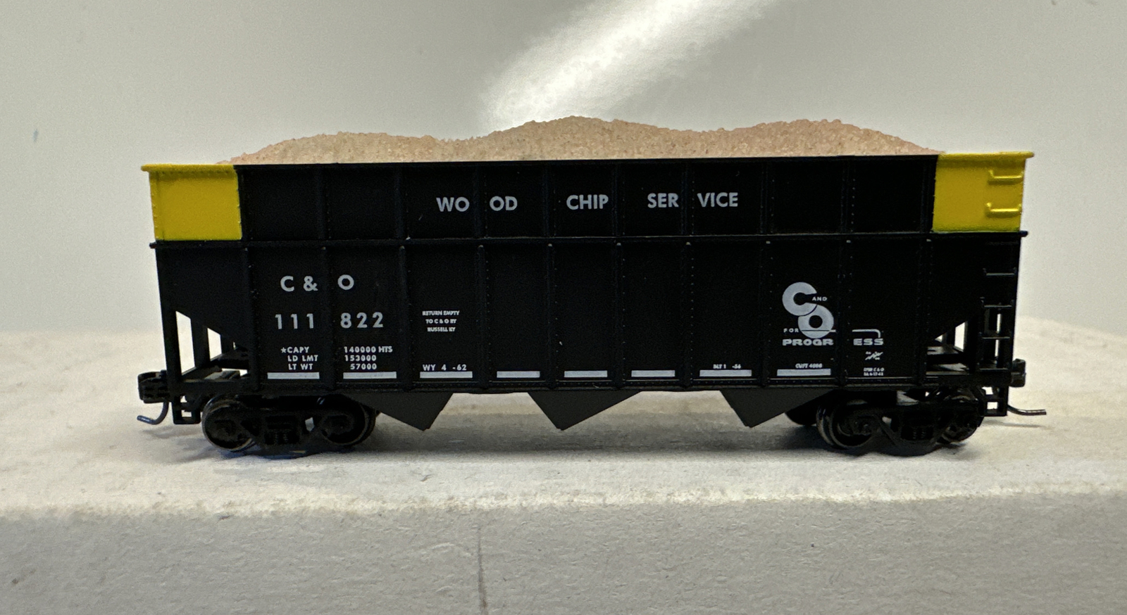 Athearn N Scale C&O Chesapeake & Ohio 40' Wood Chip Hopper Car Set 4