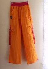 Zumba -Sz S ORANGE Authentic Dance Workout Wide-Leg Pants Cargo Women NEVER WORE