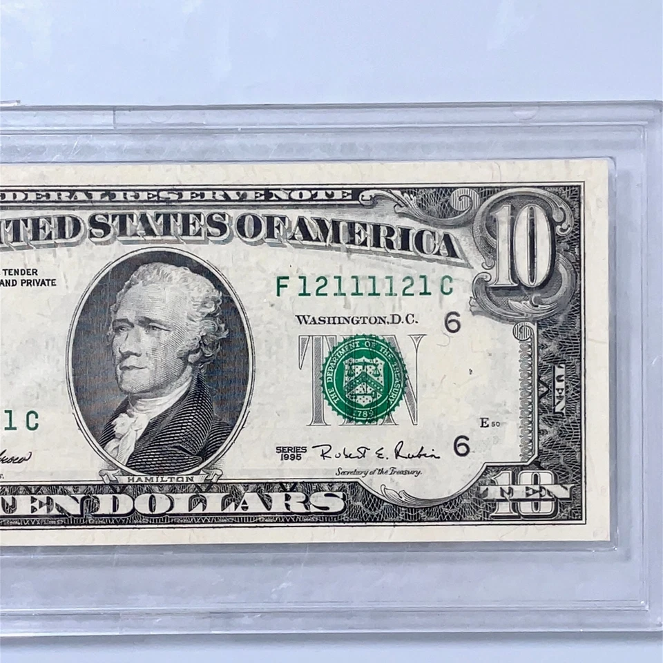 1995 F-Atlanta $10 Dollar Super Outstanding Radar Bill S/N # F 12 1111 21 C - Image 4 of 4