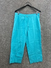Jones Sport Blue Wide Leg Linen Blend Cropped Pants Tie Waist Women's Size 12