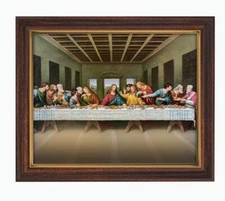 Leonardo DaVinci's Last Supper Wood Like Picture Print Framed  10.5" W x 12" H