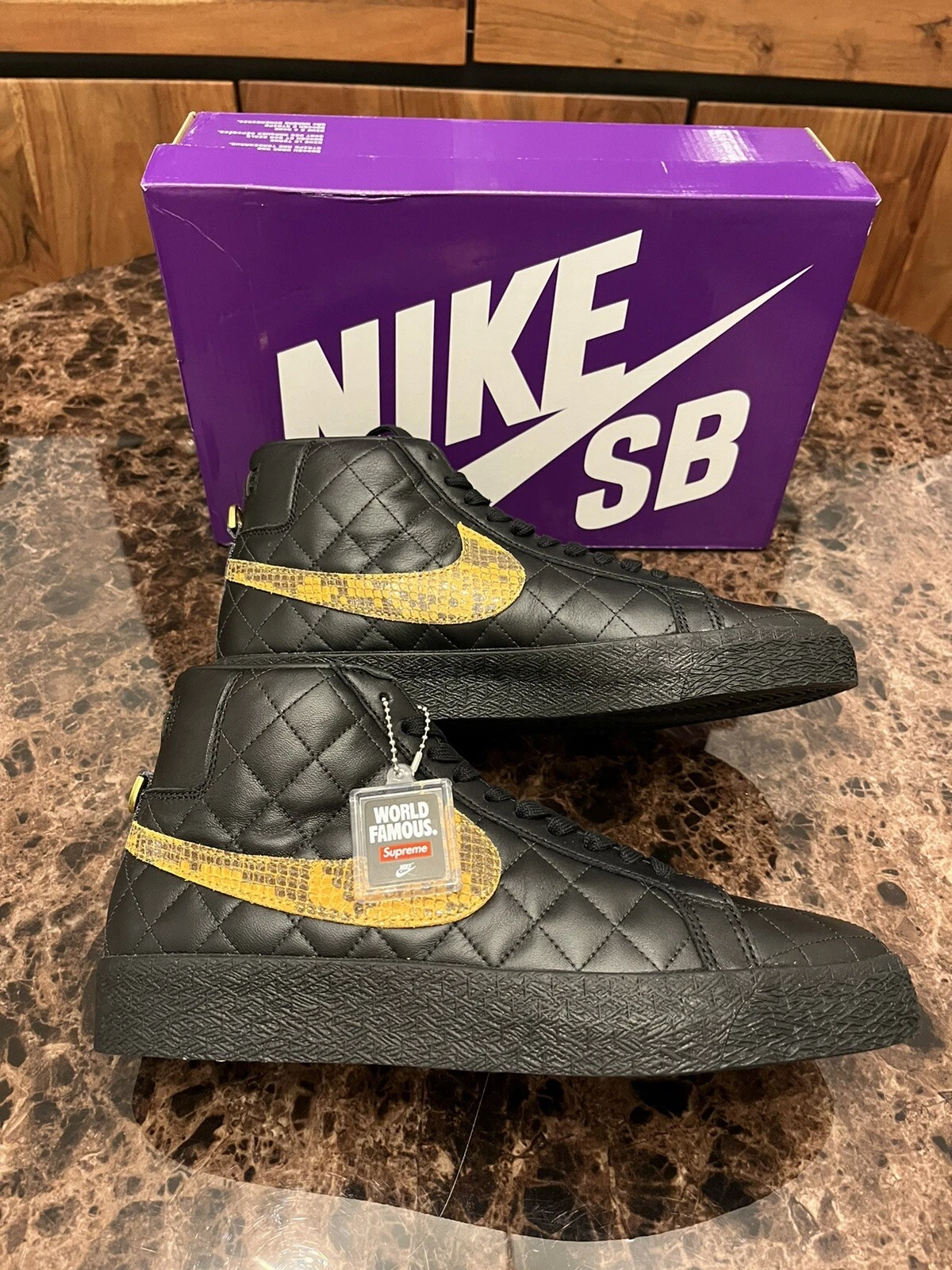 Supreme x Nike SB Blazer noir moyen taille UK 7,5 eBay authentifié 100 % authentique