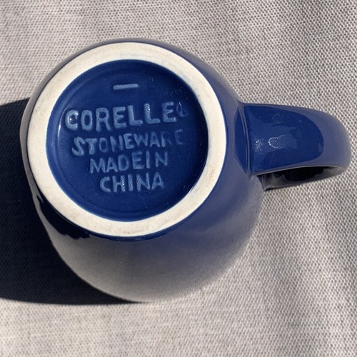 Corning Corelle Coordinates Dark Blue Stoneware Ceramic Mug Cup Mint Condition - Picture 2 of 9