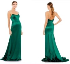 New MAC DUGGAL 12428 Emerald Charmeuse Rhinestone Strap Trumpet Gown Wm SIZE 4