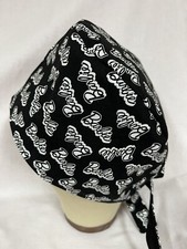 Men/Women Surgical Scrub Cap Lined B Doll Black and White words