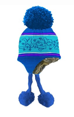 New Blue Pink Grateful Dead Knit Dancing Bear Adult Laplander Hat Winter Fuzzy