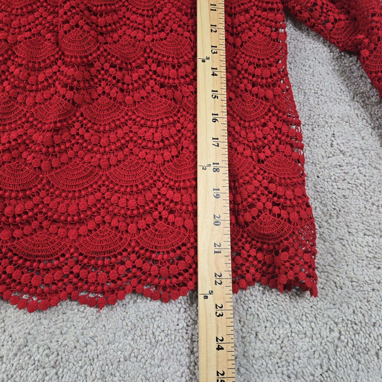 RSVP TALBOTS Large Lace Crochet RED BLOUSE Top 3/… - image 3