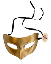 KBW Masquerade Mask for Men Bulk, Gold Mardi Gras Masks, Plain Carnival Mask...