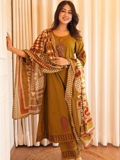 Women Wear Kurta Palazzo Dupatta Set Pakistani Designer Salwar Kameez Readymade