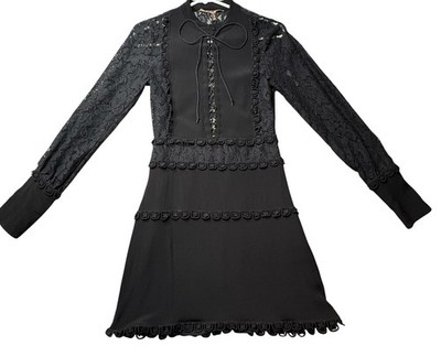 For Love & Lemons Black Lola Rose Dress Women's S Lace Up Fairy Whimsigoth  | eBay