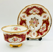 Vintage Paragon Maroon with Pink Rose Duo, Cup & Saucer in Excellent Condition