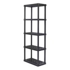 5-Tier Medium Plastic Garage Storage Shelving Unit, Black (12 W X 64 H X 24 D)