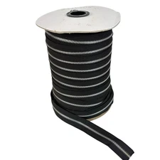 Continuous Tape Roll ZIPPER Chain #4 Aluminum Metal Chain Black YKK? 1"w *READ