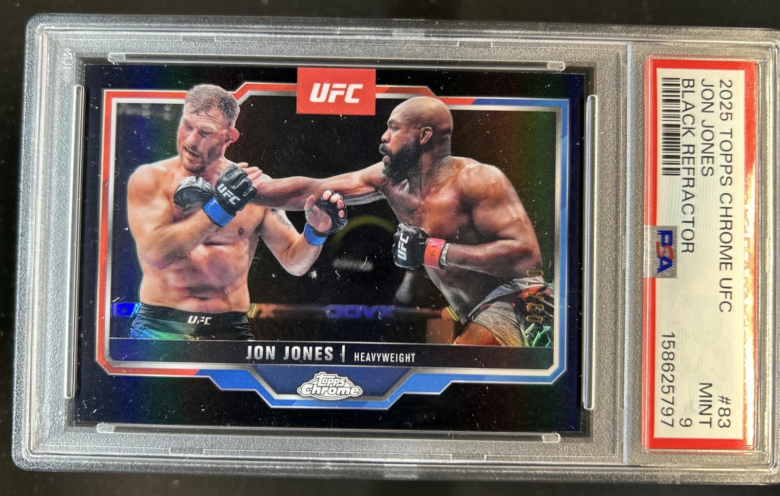 2025 Topps UFC Chrome Jon Jones Black Refractor #/10 PSA 9