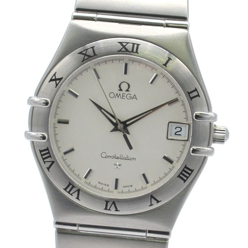 Omega Constellation Date Acier Inoxydable Blanc Argenté Quartz Montre Hommes - Photo 1 sur 8