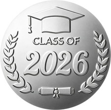 100Pcs Class of 2026 Stickers - Silver Foil Embossed Graduation Stickers 2 Inch