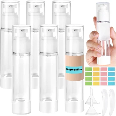 FURUISING 6 Stück 100Ml Airless Pumpspender, Creme Spender Pumpflasche Leer, Nachfüllbar C