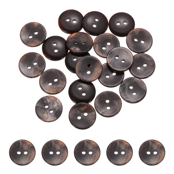 25 StüCk 2-Loch 15Mm Kunststoff-Knopf FüR AnzüGe, Braun-image