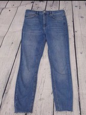 Asos Blue Frayed Ankle Skinny Denim Jeans Size 28" Waist / UK 10