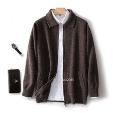 100 Wool Cardigan Men's Autumn/Winter New Loose Outerwear Lapel Thick Business