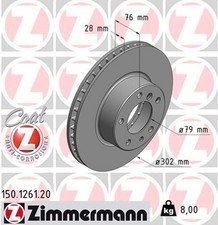 2x ZIMMERMANN Bremsscheibe COAT Z 150.1261.20 f�r BMW E32 E34 7er 5er Touring