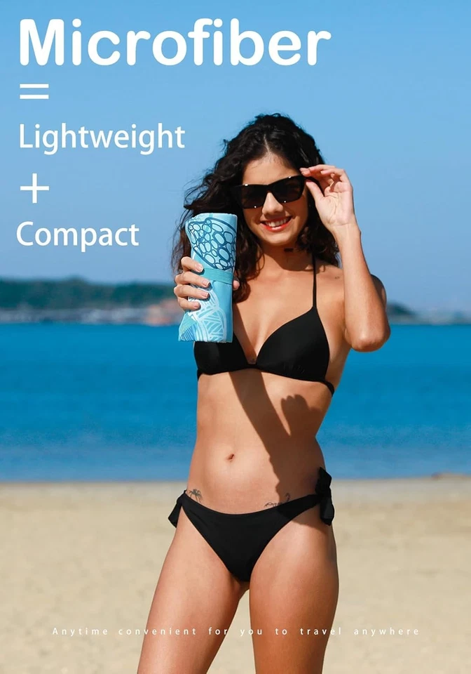 Paquete de 6 toallas de playa ligeras de microfibra sin arena secado rápido absorbentes finas Foto 3 de 4