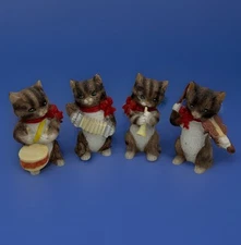 Vintage 1980's Kittens (4) playing Musical Instruments Bisque JSNY 3.75”