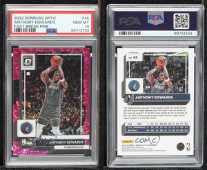 2022 Donruss Optic Fast Break Pink Prizm /25 Anthony Edwards #45 PSA 10 GEM MT