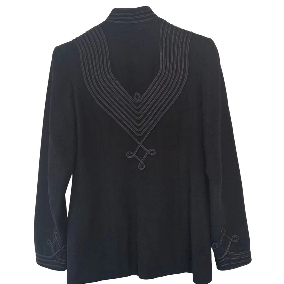 Chaqueta Blazer Tango Negra Adornada Cuello Soporte Botón Frontal Para Mujer Talla 38 Foto 2 de 4