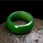 Green Jade Ring Hand Carved Geometric Smooth Band Anniversary Unisex Jewelry