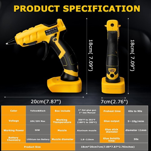 Cordless Hot Glue Gun for Dewalt, Suitable for Dewalt 18V/20V Max Lithium-ion... - Picture 7 of 7
