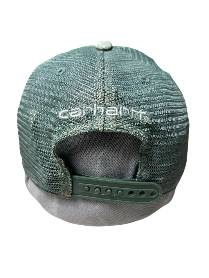Gorra de trabajo Carhartt verde claro malla trasera ajustable - gorra de béisbol usada Trucker Foto 4 de 4