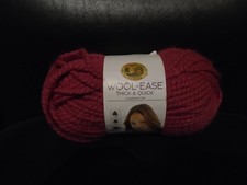 NOS LION BRAND 6 OZ WOOL-EASE THICK  QUICK SUPER BULKY YARN IN RASPBERRY 112