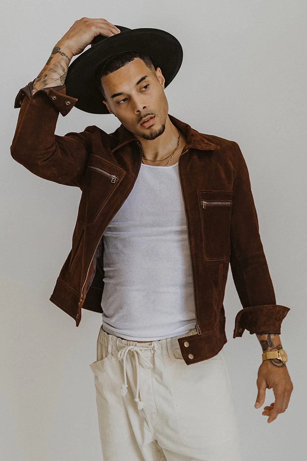 Cool Stylish Men's Brown Suede Leather Jacket Real Lambskin Motorcycle Jacket