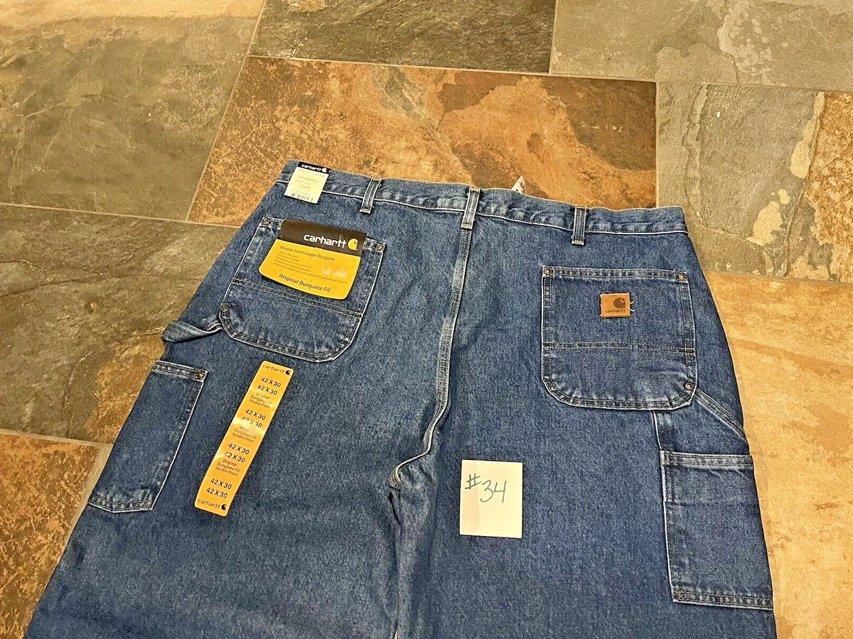 Carhartt Double-Front Logger Dungaree B73 DST Blue Denim 42 x 30