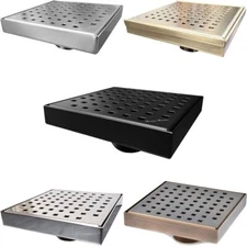 SereneDrains 304 SS 6 Inch Square Shower Drain Kit Traditional Square 5 COLORS