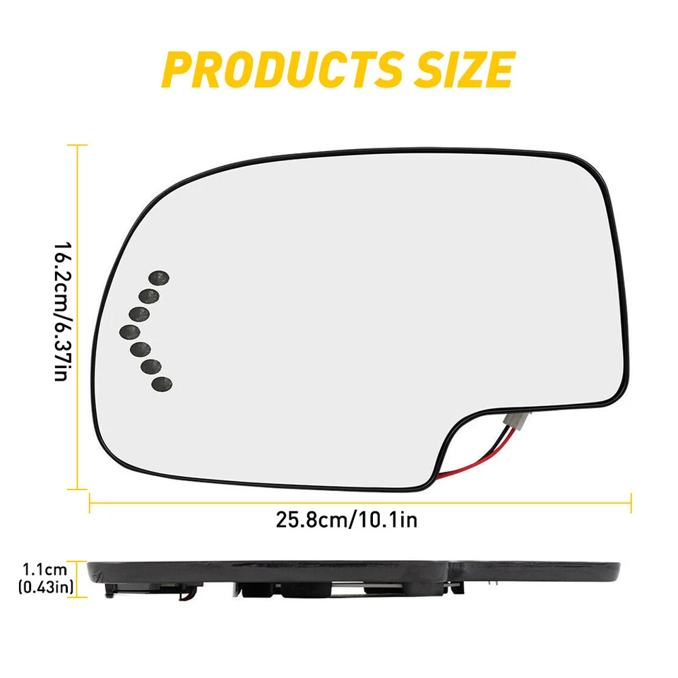 Left Side Mirror Glass Heated LED Signal for Cadillac Escalade Chevy GMC Yukon U - Изображение 4 из 4