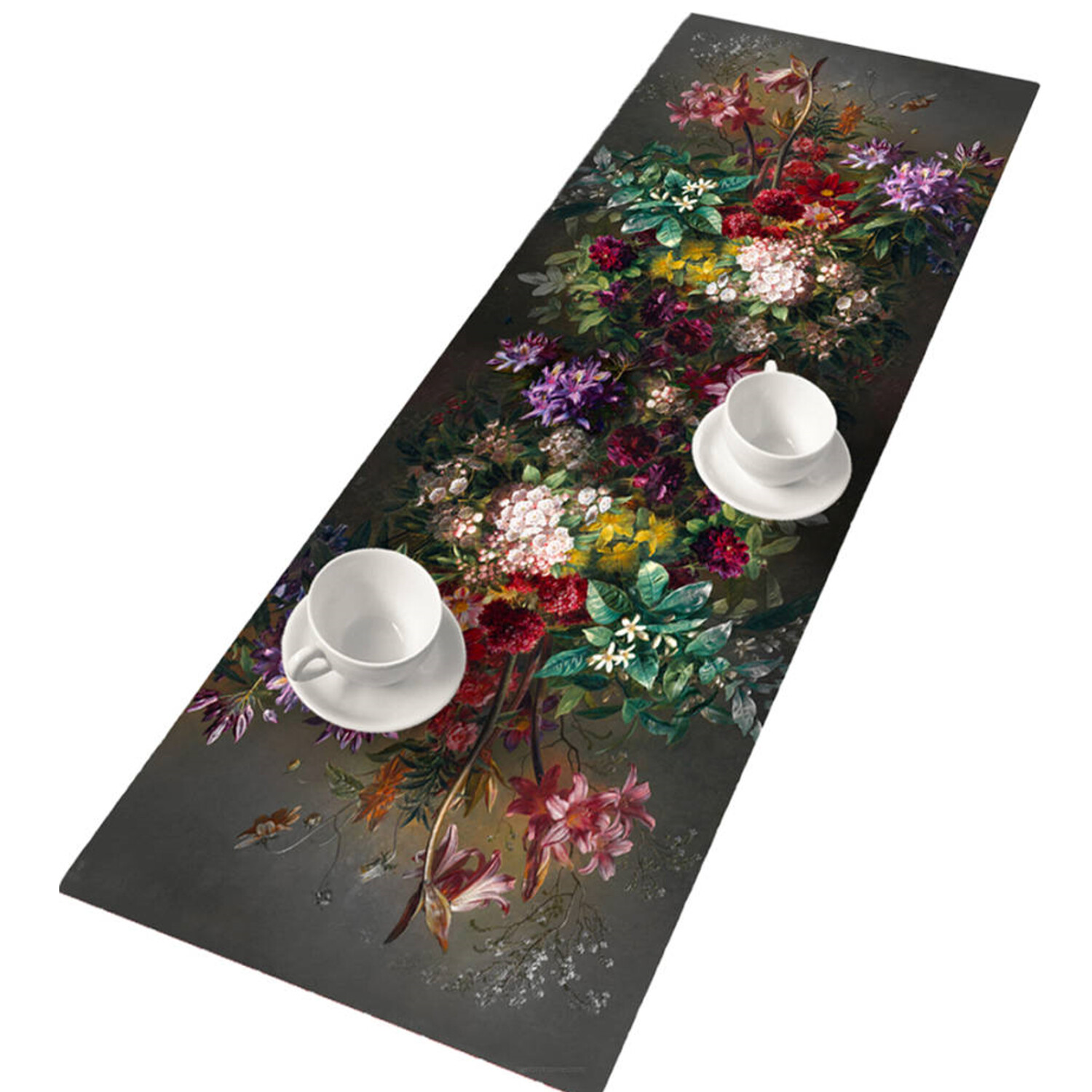 Chemin de table Bertoni feutre de prestige Bouquet 95x33cm