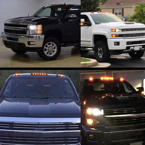 3Pcs Amber LED Cab Roof Marker Top Lights For Chevrolet Silverado GMC Serria Etc - Picture 10 of 10