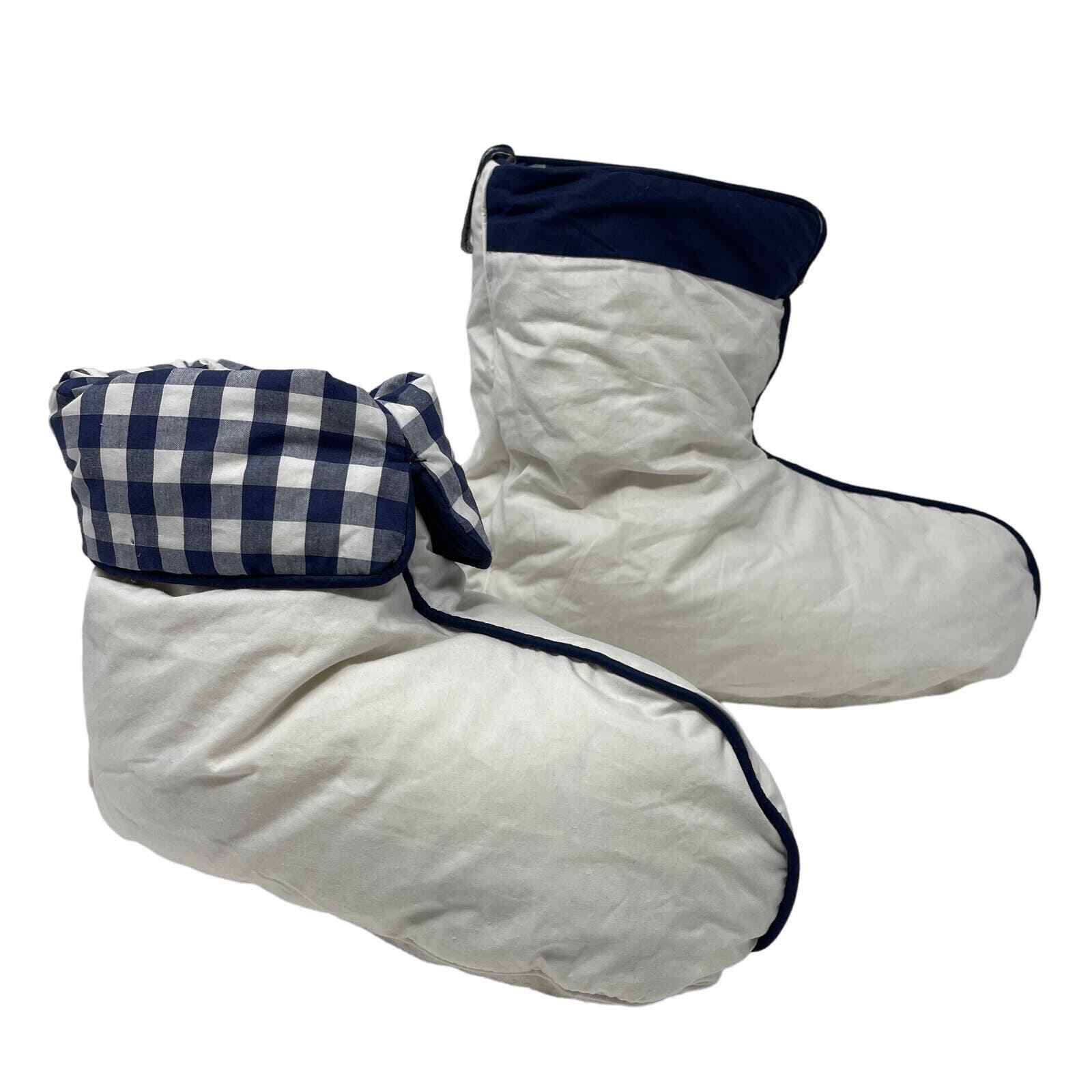 Hastens Down Slipper Boots in White/Blue Plaid NWOT Size Medium eBay