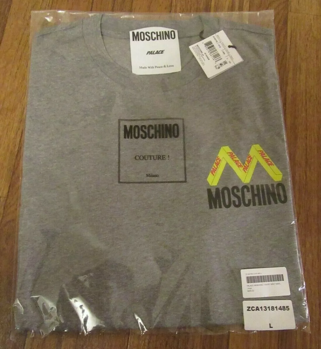 mens grey moschino t shirt