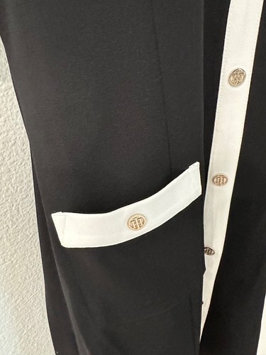 TOMMY HILFIGER | Black & White V-Neck Dress | Scuba Crepe Pockets | 12 | NEW - Picture 3 of 14