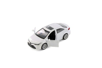White Toyota Corolla Diecast Toy with Pullback Action 1/43 Scale