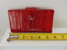 Genuine Soft EELSKIN LEATHER BURGUNDY credit card  CASH wallet w/snap button