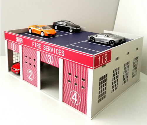 1/43 1/50 DIY assembly model Fire truck garage City logistics warehouse  - Picture 1 of 9