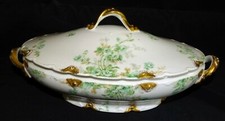 Theo. Haviland Limoges Harrison Rose Green Schleiger 150 Oval Covered Veg. Bowl