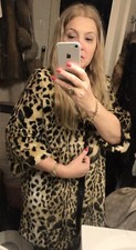 faux fur leopard print coat M