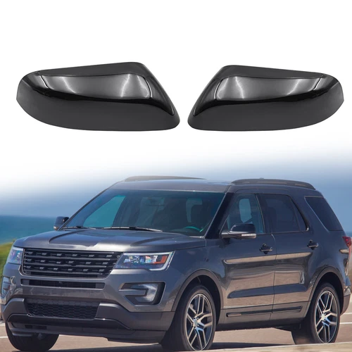 Driver & Passenger Side Mirror Cover Cap For Ford Explorer 2016-2019 Gloss Black