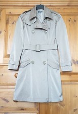 Ladies Et Vous Light Khaki Showerproof Long Raincoat Mac Trench Coat. Size 12
