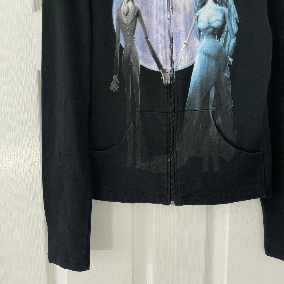 Vintage Y2K Tim Burton’s Corpse Bride Zip Up Hoodie Women’s M Rare Movie Gothic - Image 3 of 4